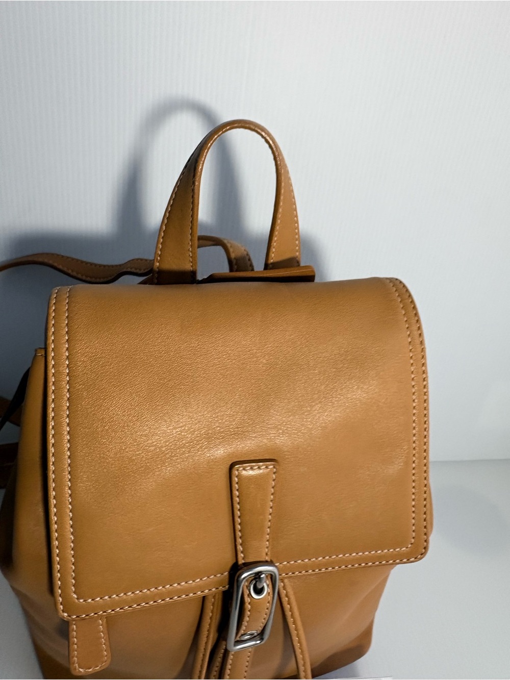 Vintage COACH Caramel Tan Leather Backpack with Buckle Drawstring - Picture 8 of 17